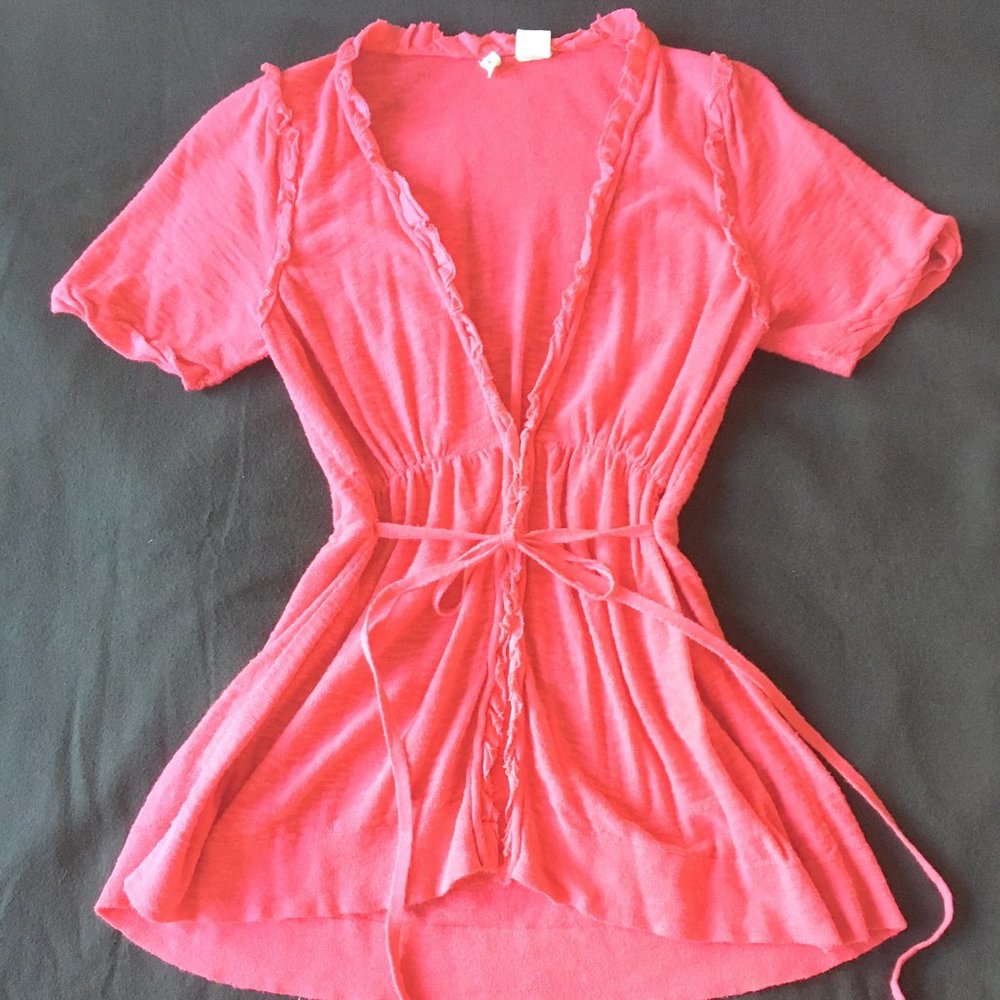 Moth Anthropologie short-sleeved red cardigan